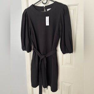 NWT Velvet by Graham & Spencer 100% Cotton Puff Sleeve Dress with Pockets, Tie